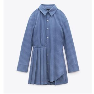 Zara Navy Blue Pinstripe Shirt Dress size L